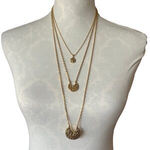 Talbots Gold-Tone Triple Layer Medallion Necklace